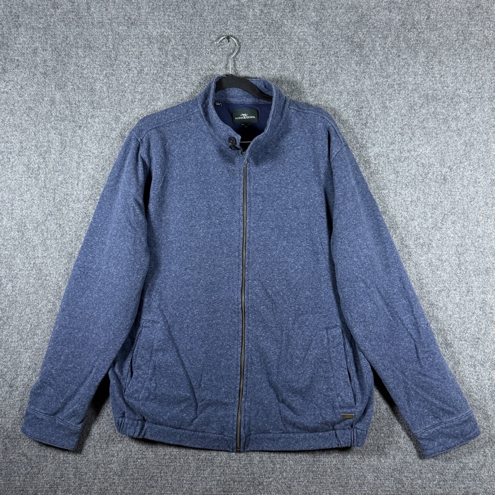 RODD & GUNN Marine Blue Croften Downs Full Zip Cotton Knit Jacket Size XL